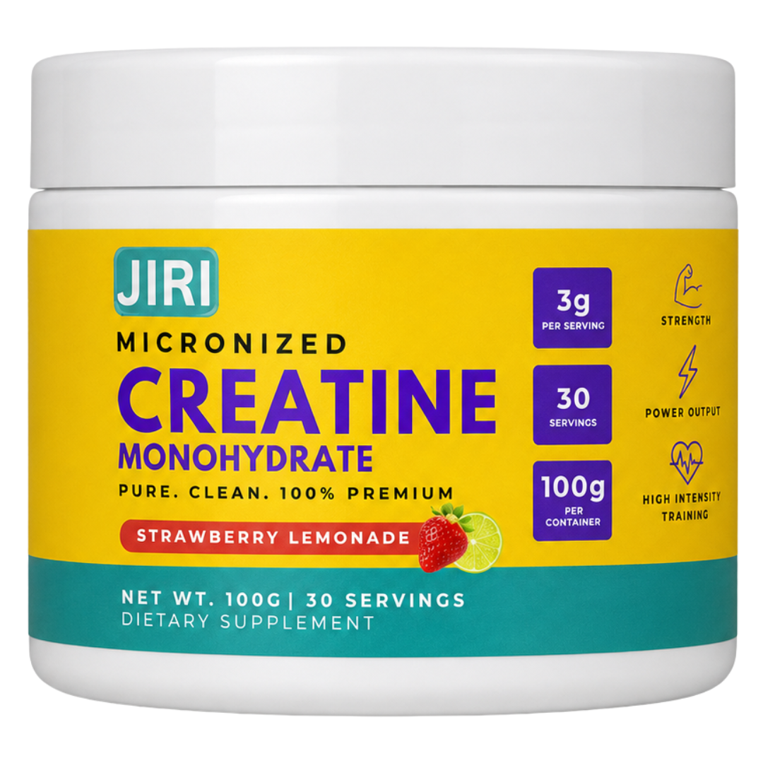 Jiri Nutrition Premium Tropical Strawberry Lemonade Flavor Micronized Creatine Monohydrate 100g for Enhanced Post-Workout Recovery