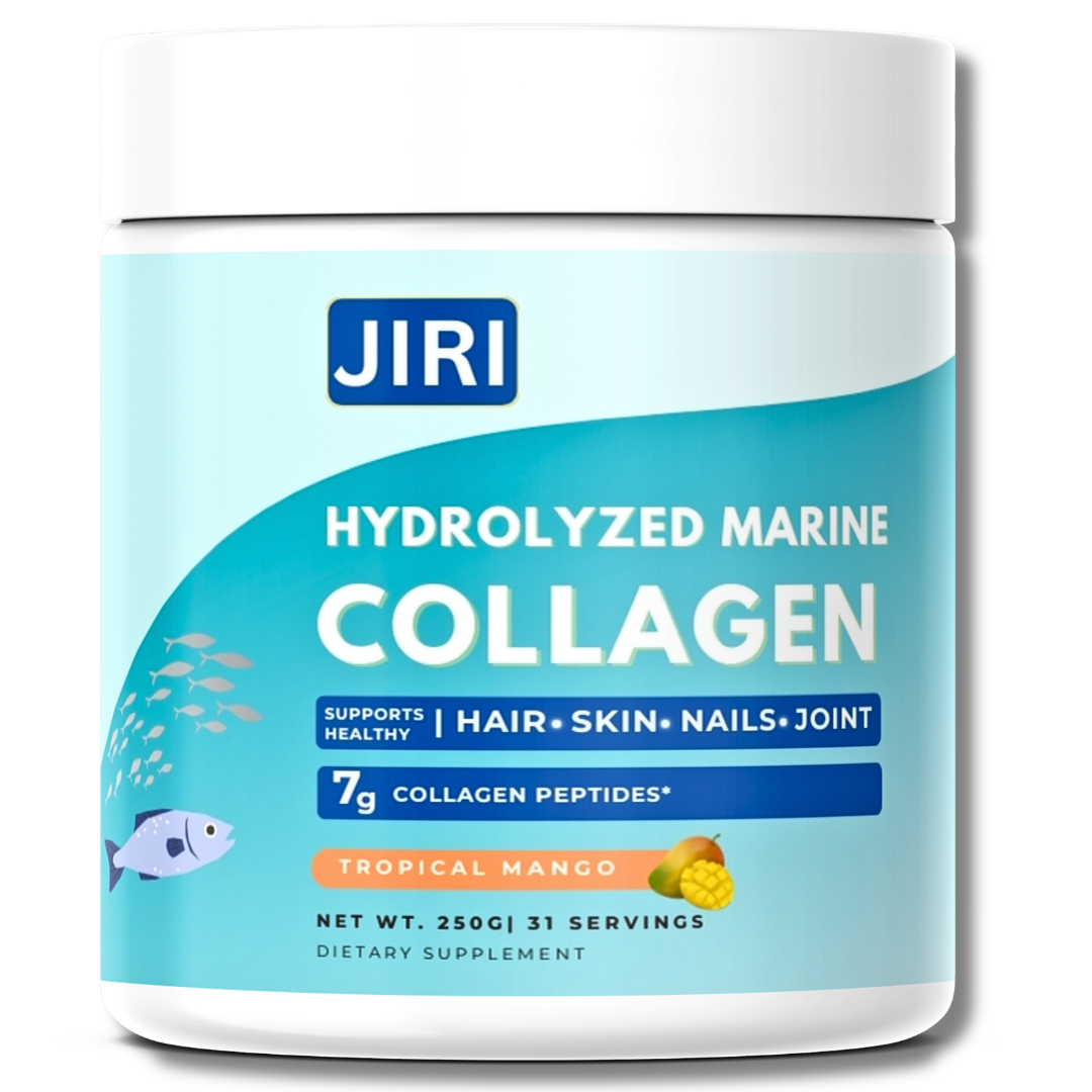 Jiri Premium Hydrolyzed Marine Collagen 250g - Tropical Mango Flavor for Skin, Hair, Nails & Joint Health, 31 Servings